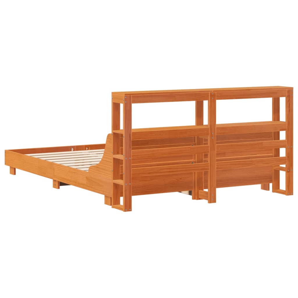 Bed Frame without Mattress Wax Brown 120x190 cm Small Double Solid Wood Pine