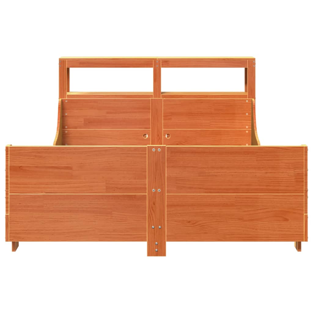 Bed Frame without Mattress Wax Brown 140x200 cm Solid Wood Pine
