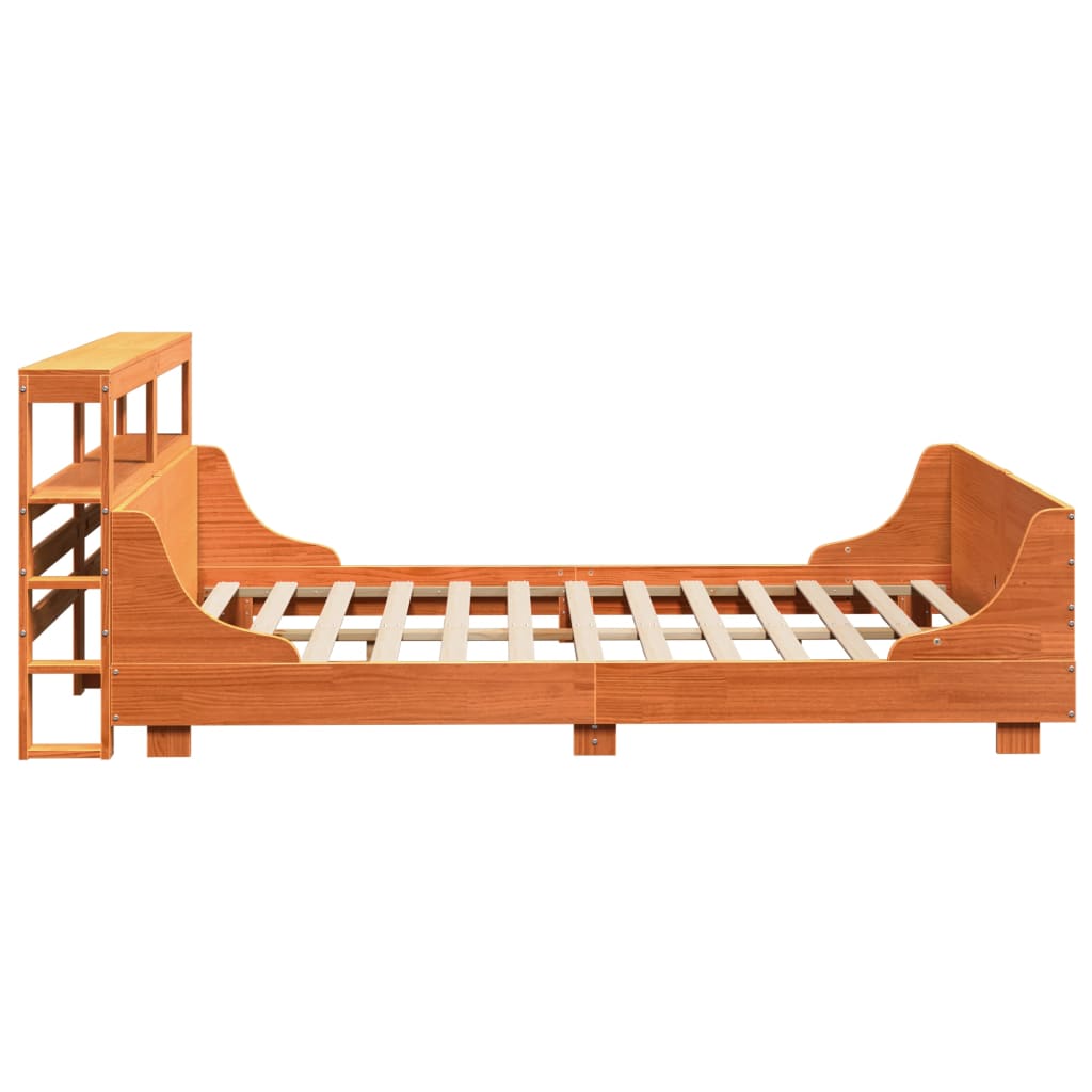 Bed Frame without Mattress Wax Brown 140x200 cm Solid Wood Pine