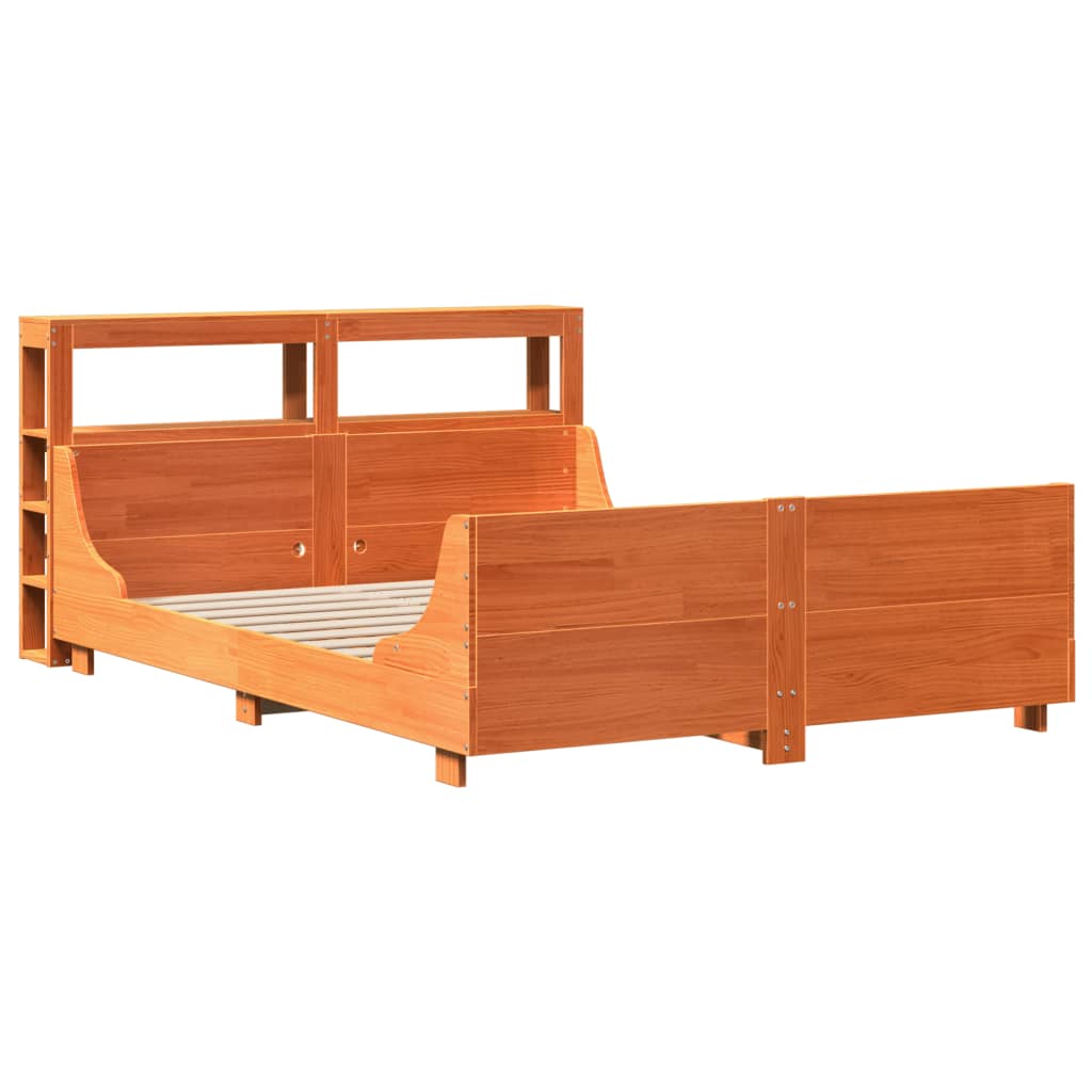 Bed Frame without Mattress Wax Brown 120x200 cm Solid Wood Pine