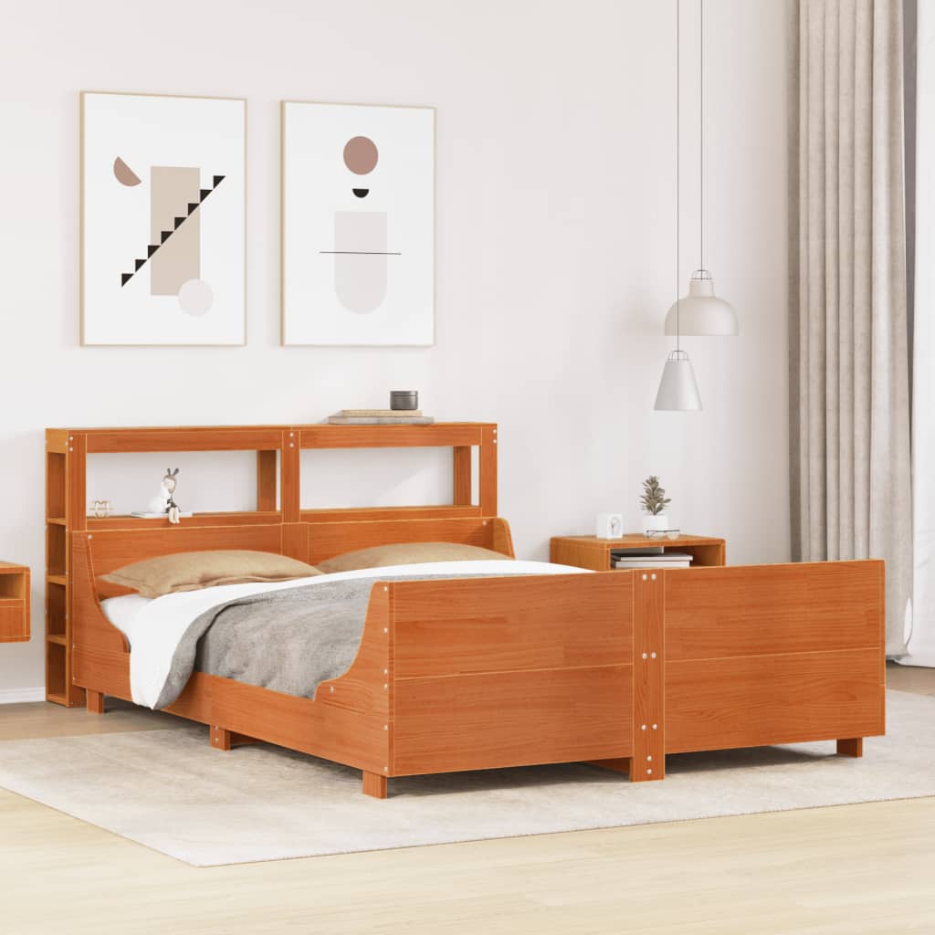 Bed Frame without Mattress Wax Brown 120x200 cm Solid Wood Pine