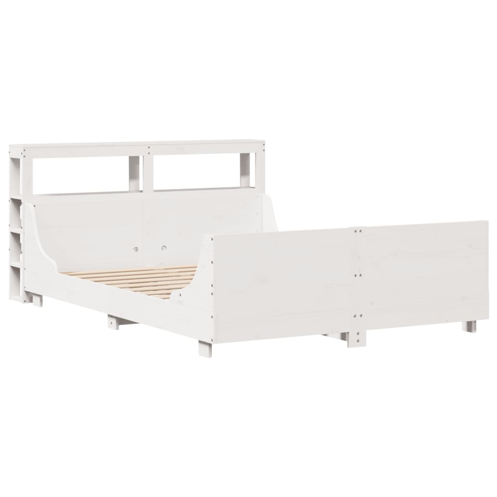 Bed Frame without Mattress White 135x190 cm Double Solid Wood Pine