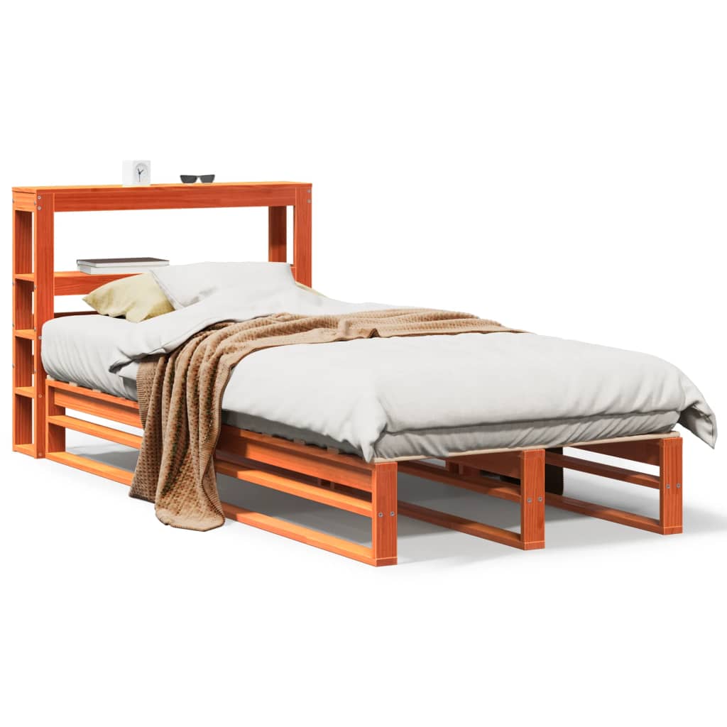 Bed Frame without Mattress Wax Brown 90x200 cm Solid Wood Pine