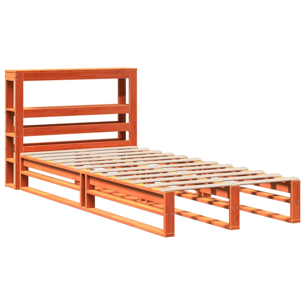 Bed Frame without Mattress Wax Brown 90x200 cm Solid Wood Pine