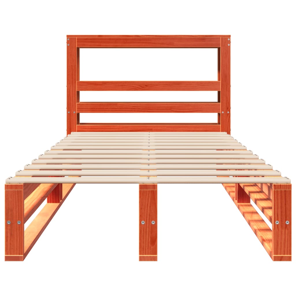 Bed Frame without Mattress Wax Brown 90x200 cm Solid Wood Pine