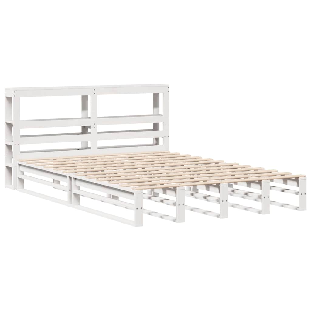 Bed Frame without Mattress White 160x200 cm Solid Wood Pine