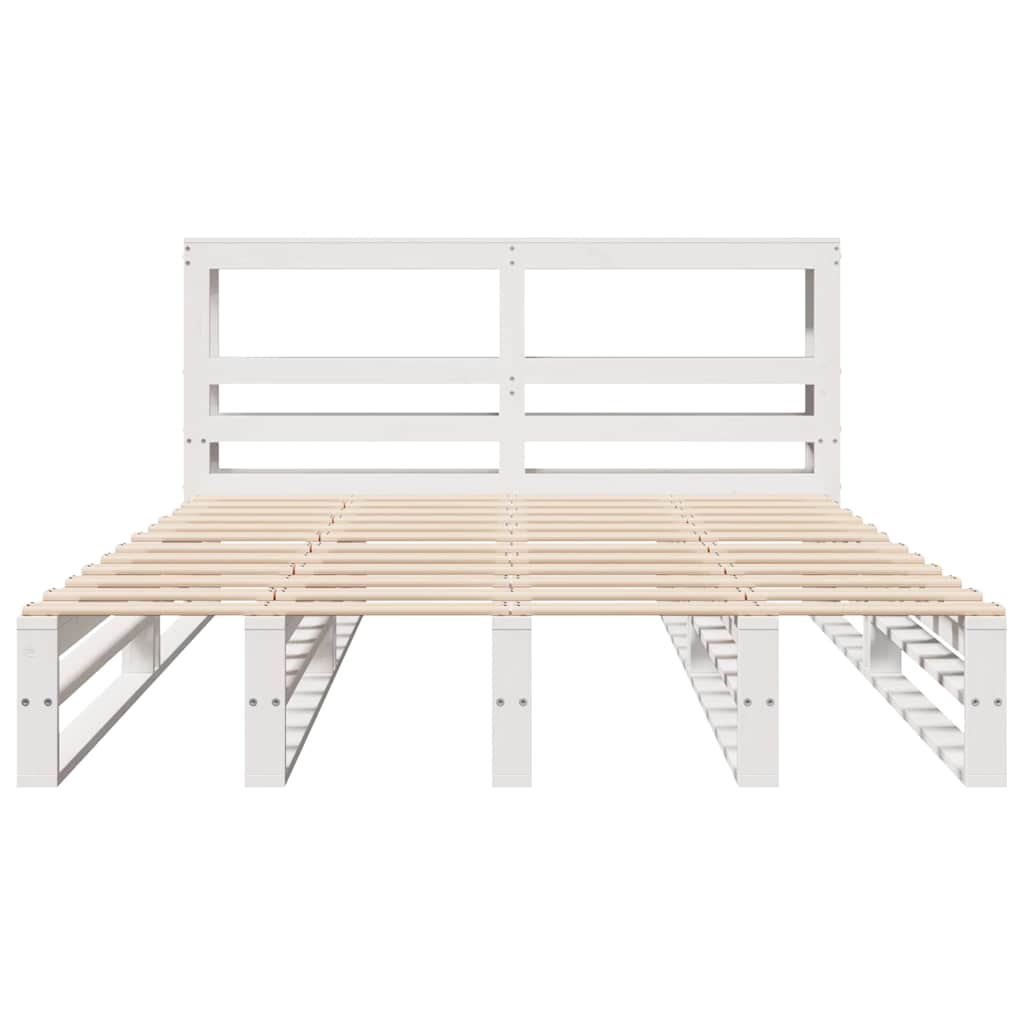 Bed Frame without Mattress White 160x200 cm Solid Wood Pine