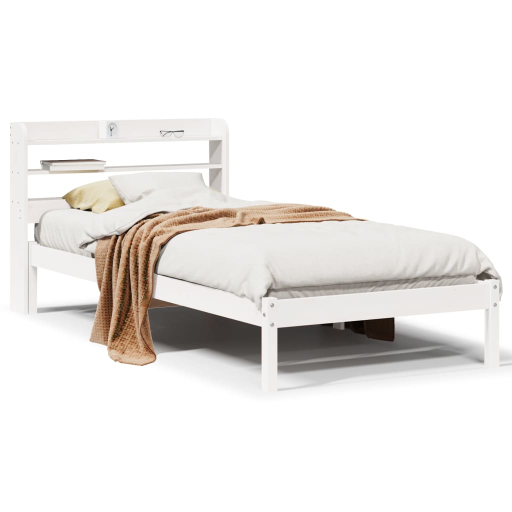 Bed Frame without Mattress White 100x200 cm Solid Wood Pine