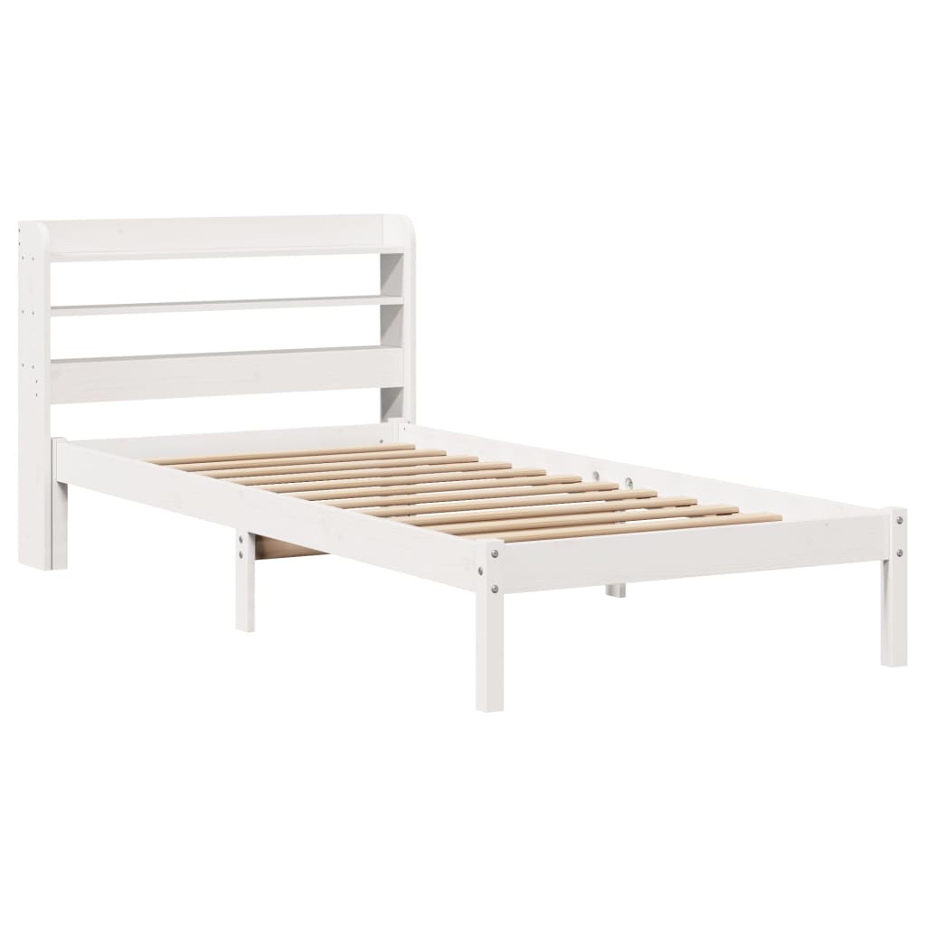 Bed Frame without Mattress White 100x200 cm Solid Wood Pine