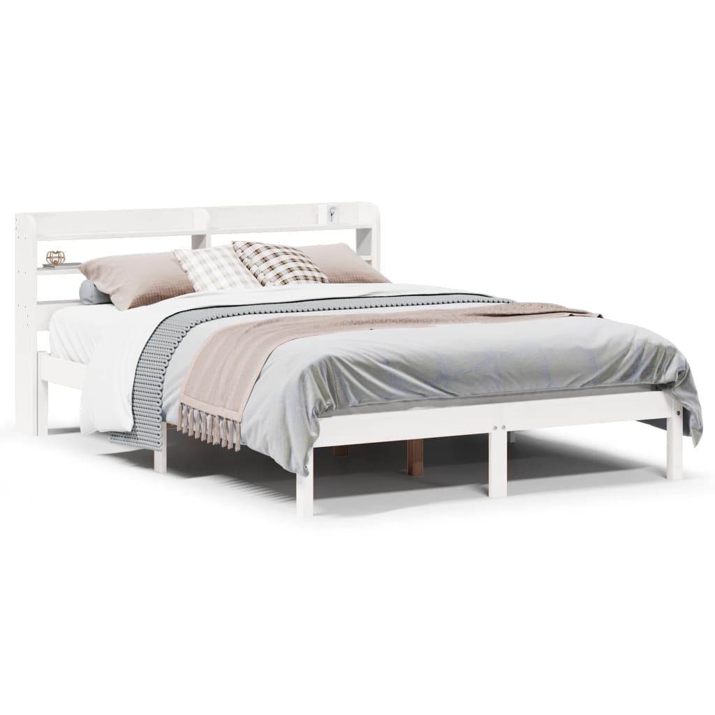Bed Frame without Mattress White 120x200 cm Solid Wood Pine