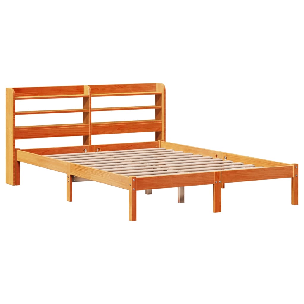 Bed Frame with Headboard without Mattress Wax Brown 120x200 cm