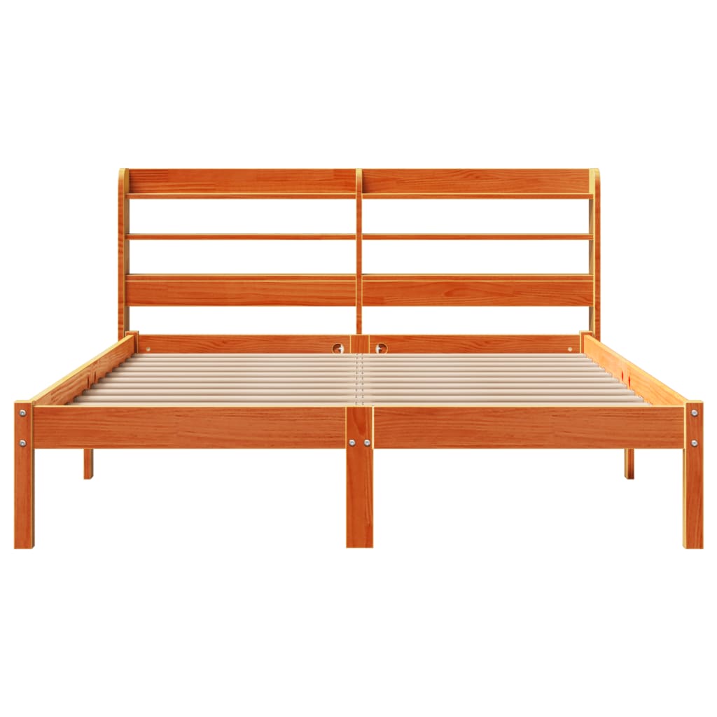 Bed Frame with Headboard without Mattress Wax Brown 120x200 cm