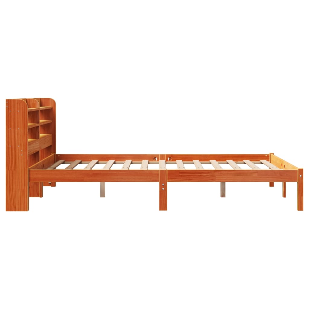 Bed Frame with Headboard without Mattress Wax Brown 160x200 cm