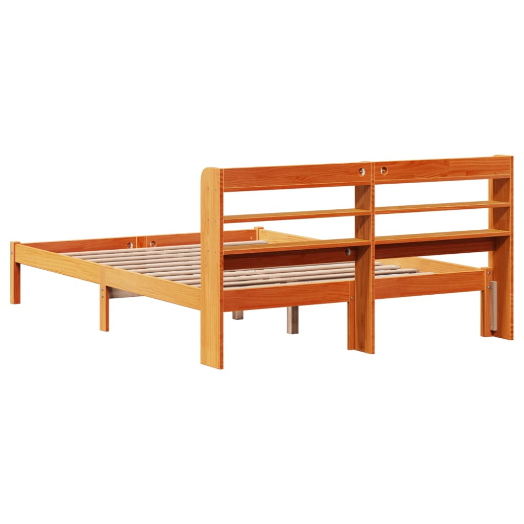 Bed Frame with Headboard without Mattress Wax Brown 160x200 cm
