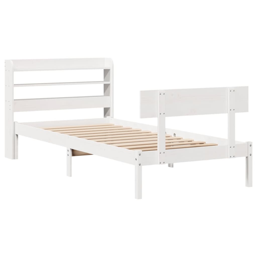 Bed Frame without Mattress White 100x200 cm Solid Wood Pine