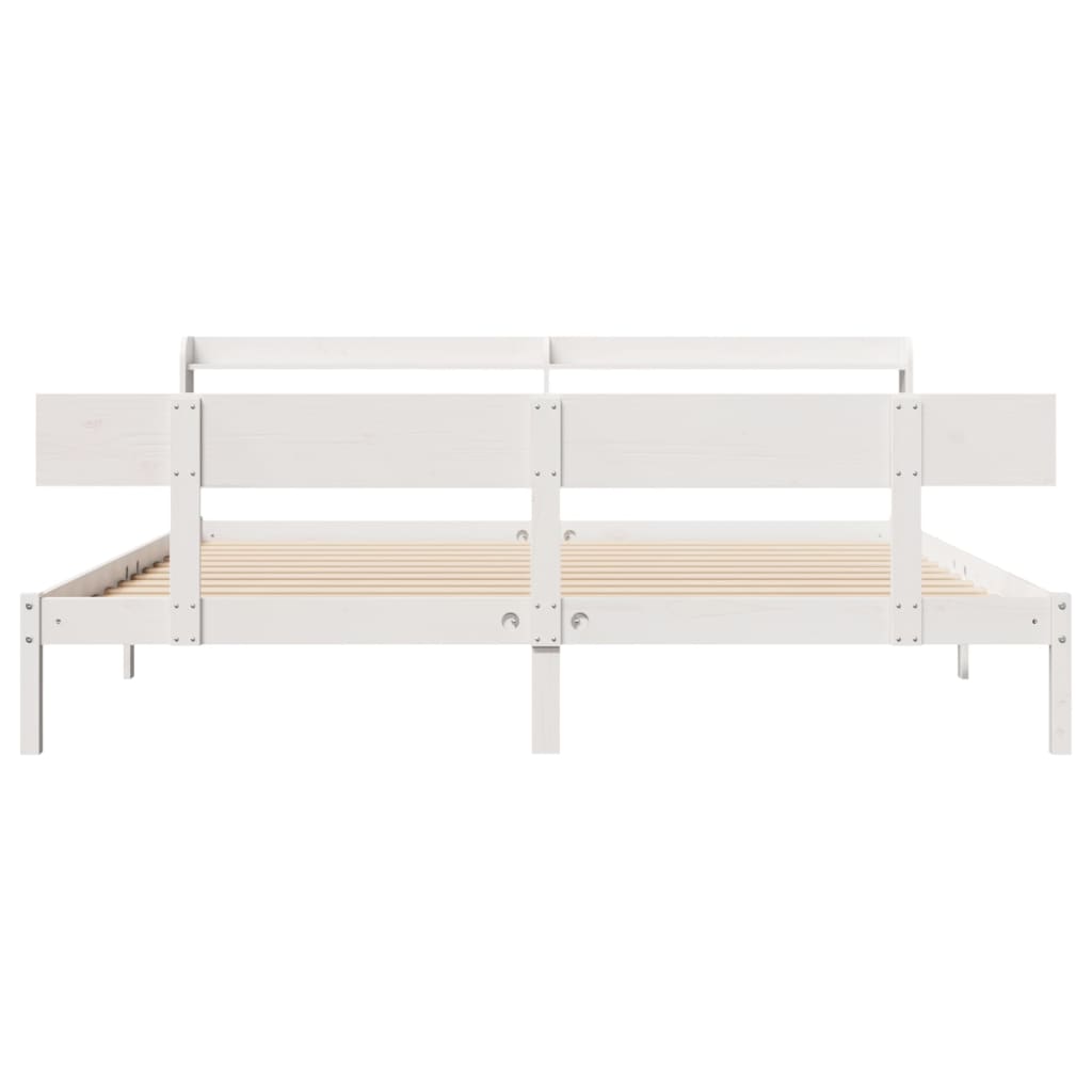 Bed Frame without Mattress White 200x200 cm Solid Wood Pine