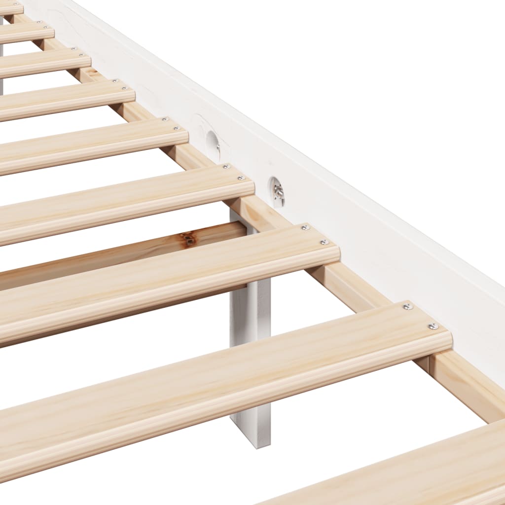 Bed Frame without Mattress White 200x200 cm Solid Wood Pine