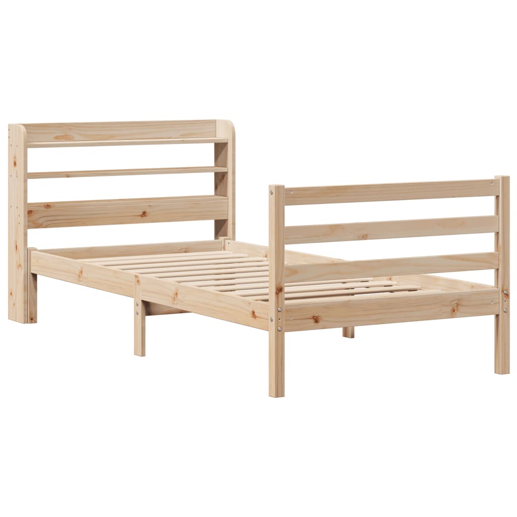 Bed Frame with Headboard without Mattress 75x190 cm Small Single