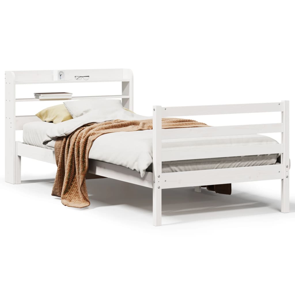 Bed Frame with Headboard without Mattress White 75x190 cm Small Single