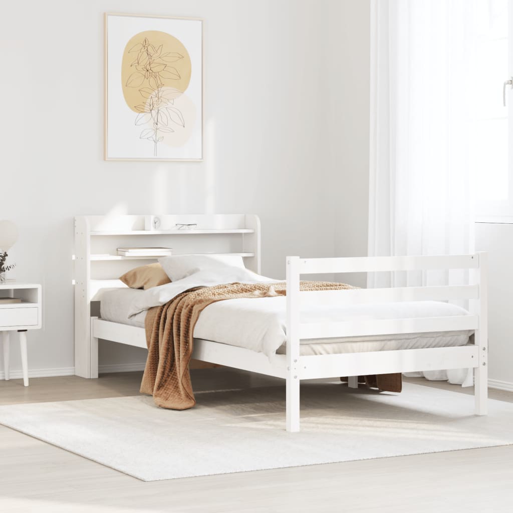 Bed Frame with Headboard without Mattress White 75x190 cm Small Single