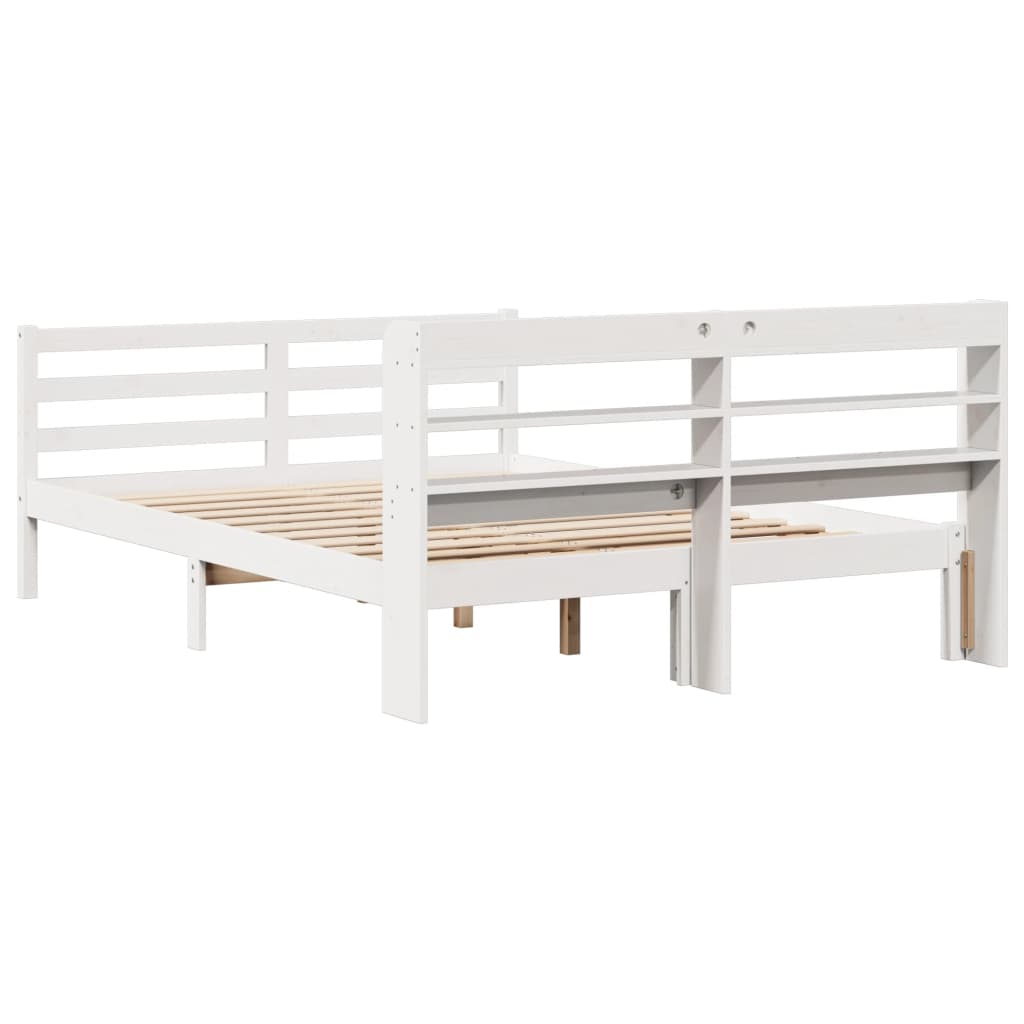 Bed Frame with Headboard without Mattress White 135x190 cm Double