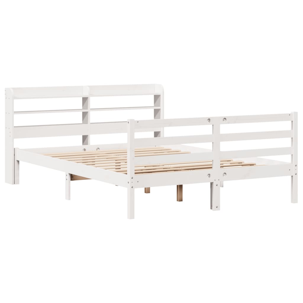 Bed Frame with Headboard without Mattress White 140x200 cm