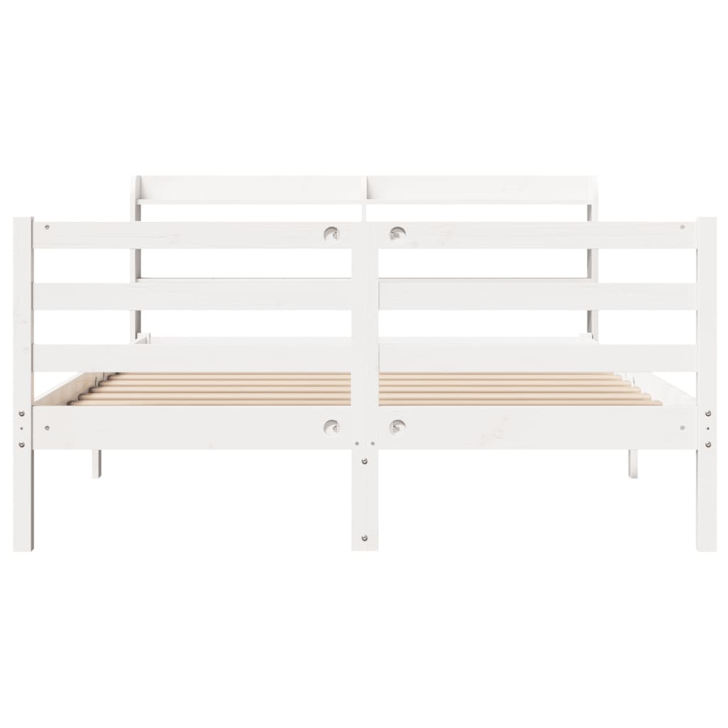 Bed Frame with Headboard without Mattress White 140x200 cm