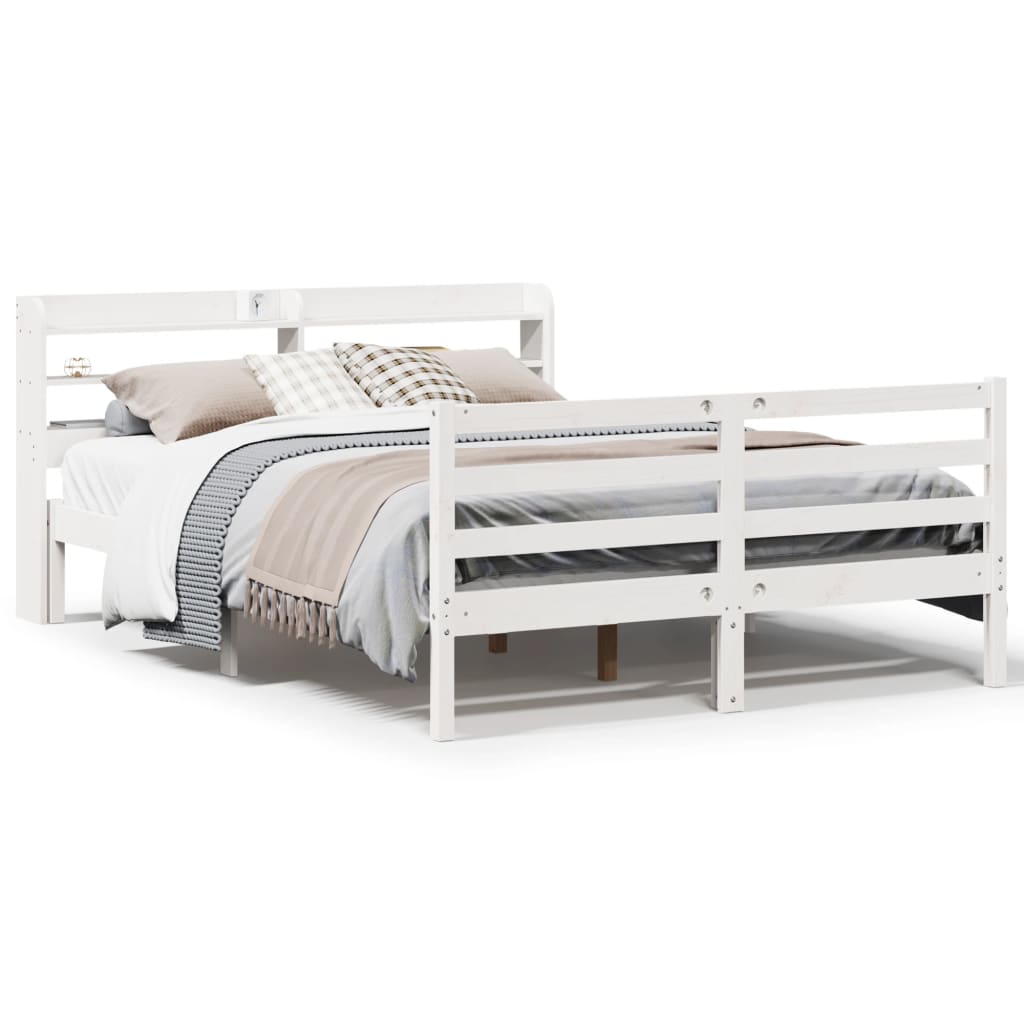 Bed Frame with Headboard without Mattress White 150x200 cm King Size