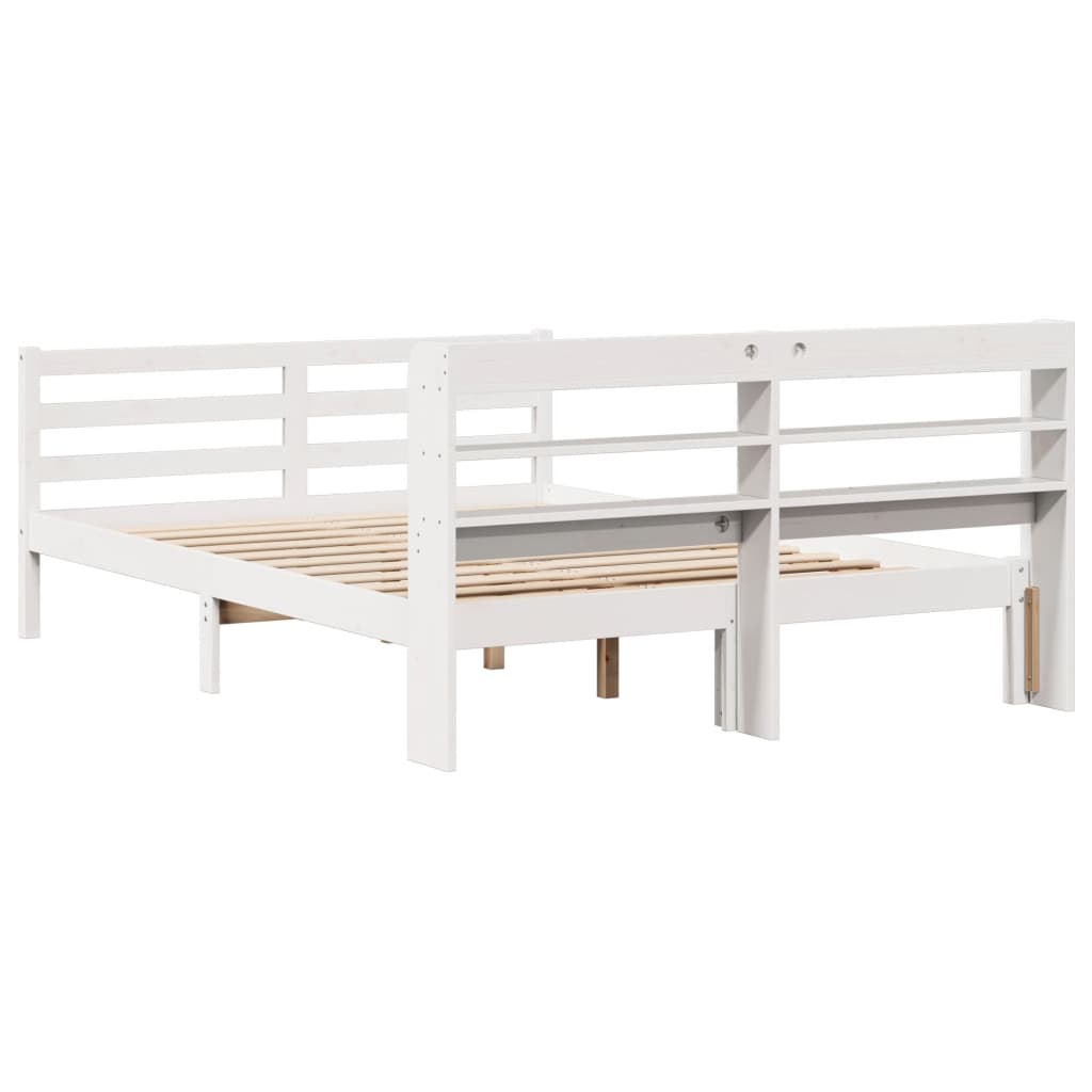 Bed Frame with Headboard without Mattress White 150x200 cm King Size