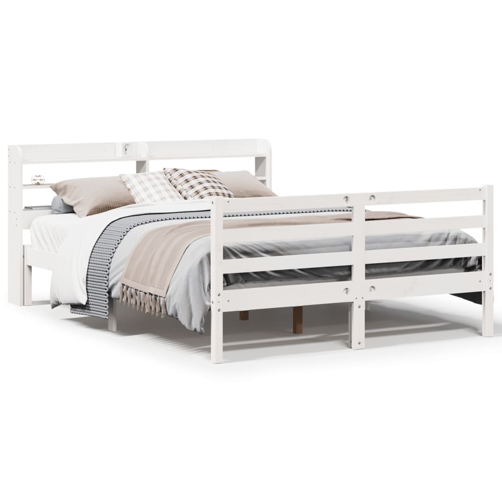 Bed Frame with Headboard without Mattress White 160x200 cm