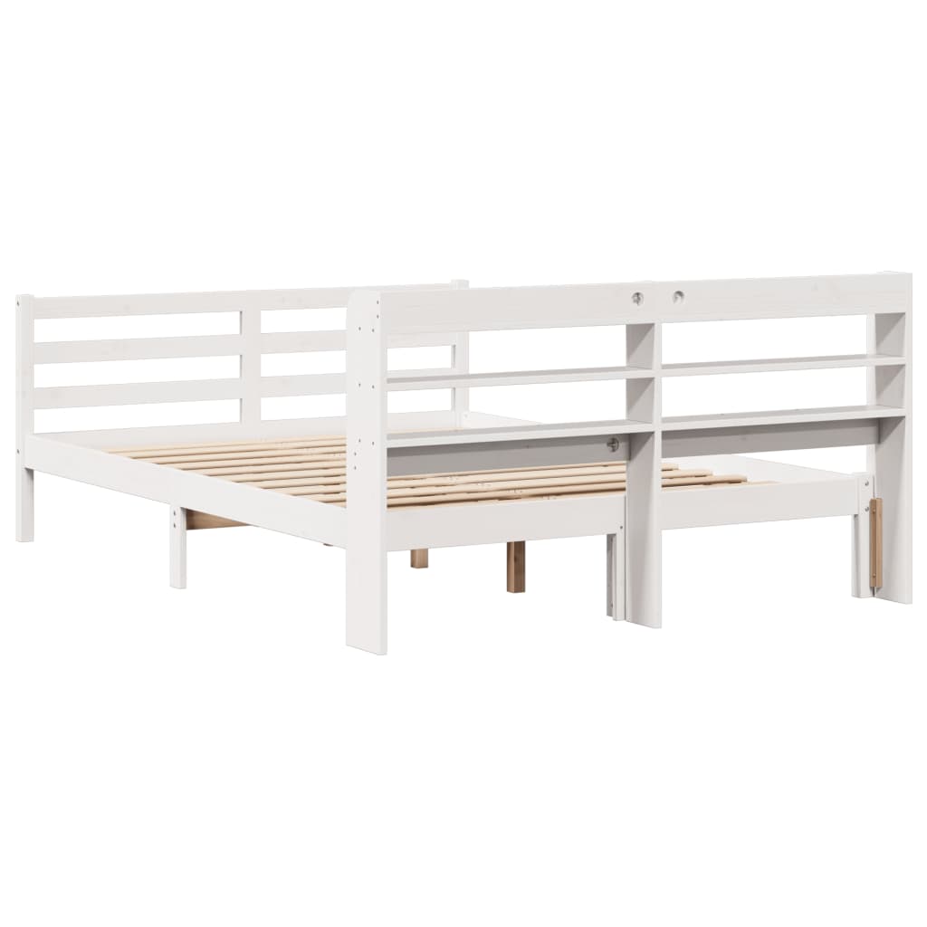 Bed Frame with Headboard without Mattress White 160x200 cm