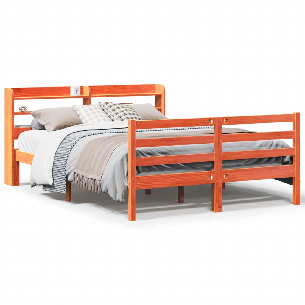 Bed Frame without Mattress Wax Brown 120x190 cm Small Double Solid Wood Pine
