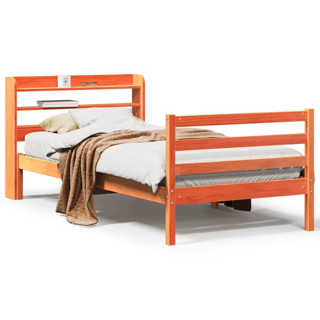 Bed Frame without Mattress Wax Brown 100x200 cm Solid Wood Pine