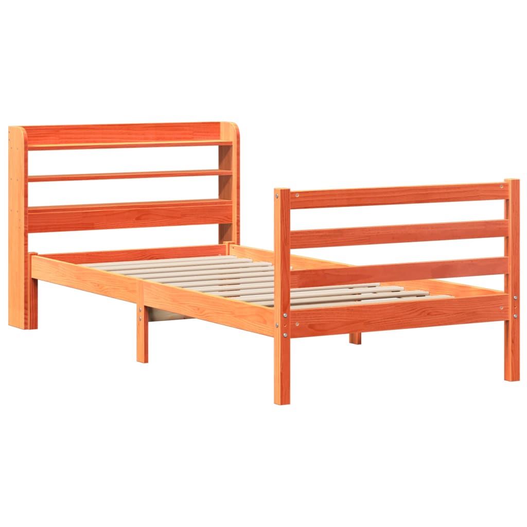 Bed Frame without Mattress Wax Brown 100x200 cm Solid Wood Pine