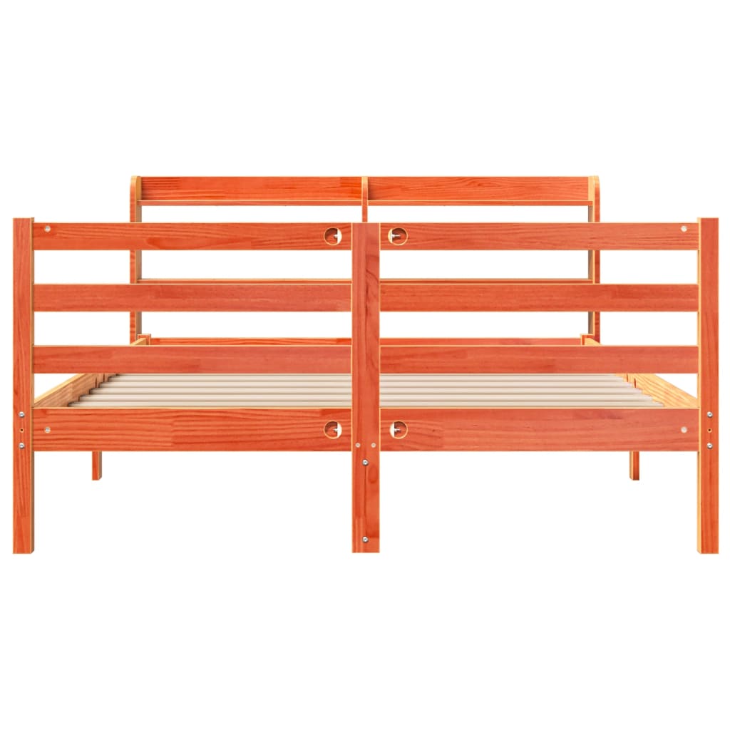 Bed Frame without Mattress Wax Brown 160x200 cm Solid Wood Pine