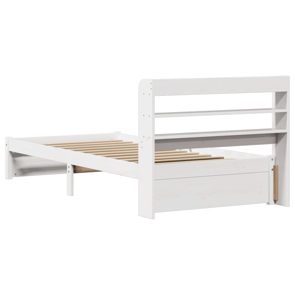 Bed Frame with Headboard without Mattress White 75x190 cm Small Single