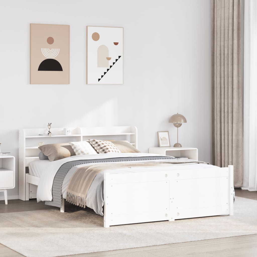 Bed Frame with Headboard without Mattress White 120x200 cm