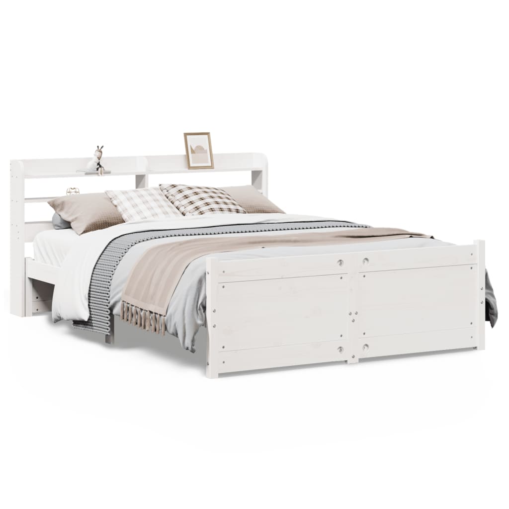 Bed Frame with Headboard without Mattress White 150x200 cm King Size