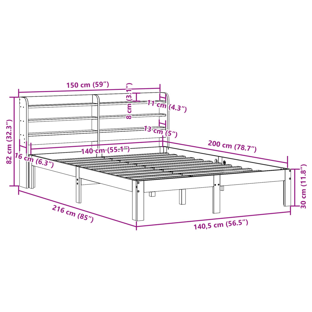 Bed Frame with Headboard without Mattress 140x200 cm