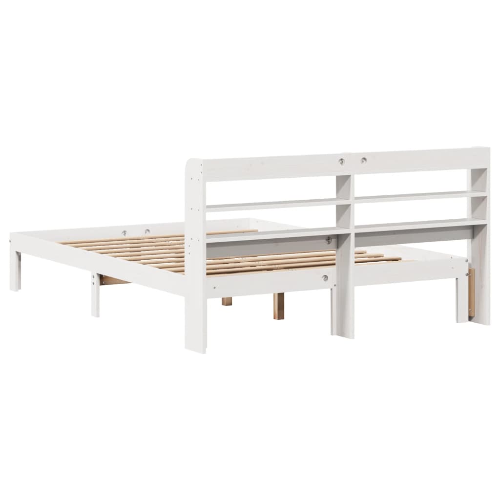 Bed Frame with Headboard without Mattress White 160x200 cm
