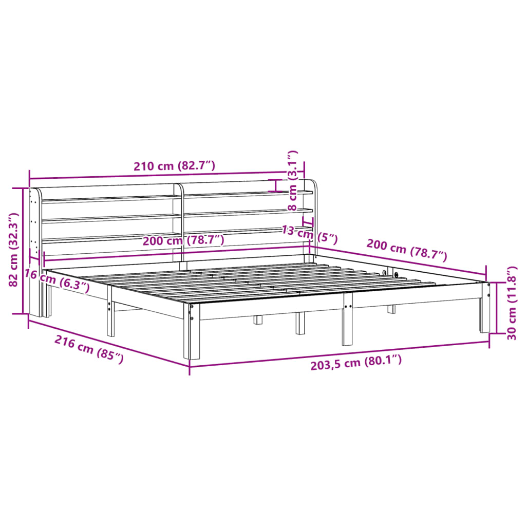 Bed Frame with Headboard without Mattress 200x200 cm