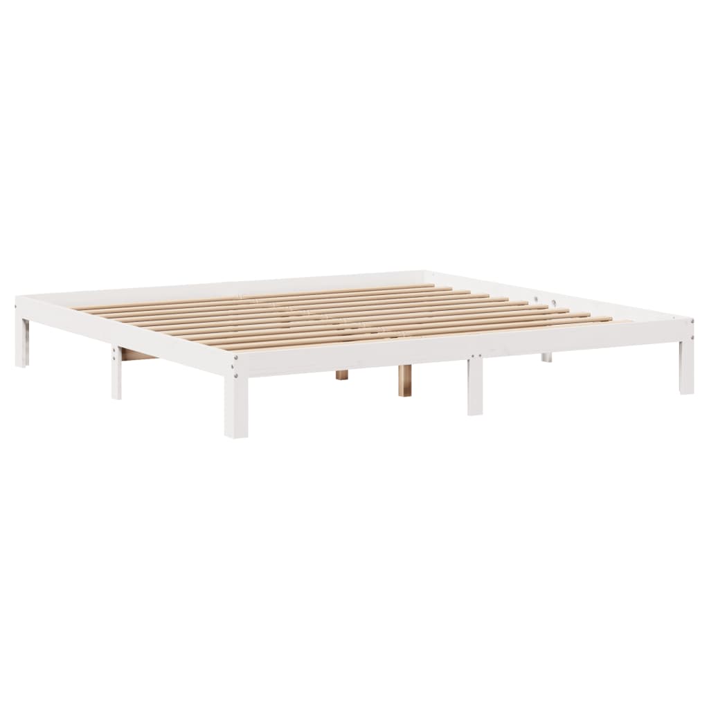 Bed Frame with Headboard without Mattress White 200x200 cm