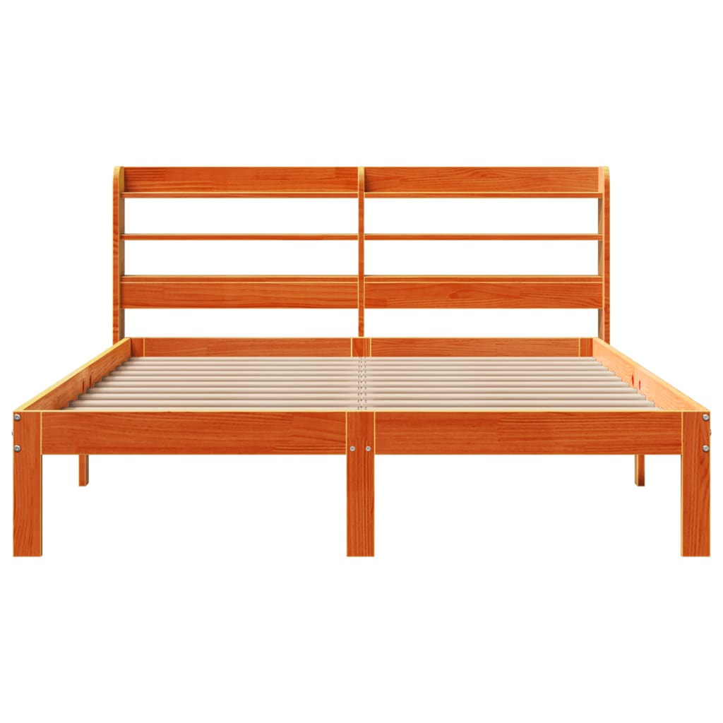 Bed Frame without Mattress Wax Brown 135x190 cm Double Solid Wood Pine