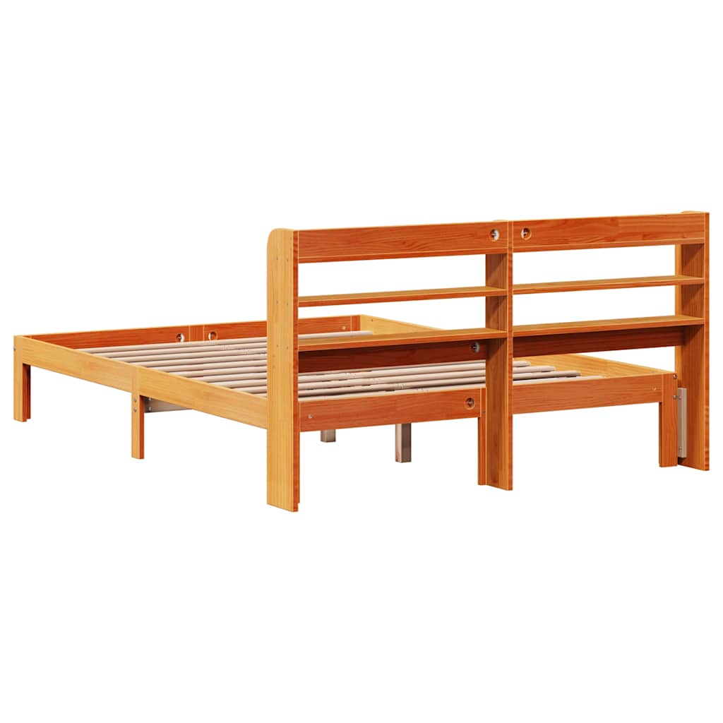 Bed Frame without Mattress Wax Brown 140x200 cm Solid Wood Pine