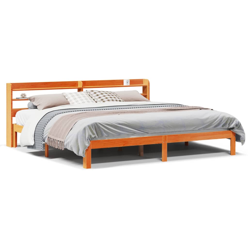 Bed Frame without Mattress Wax Brown 180x200 cm Super King Solid Wood Pine