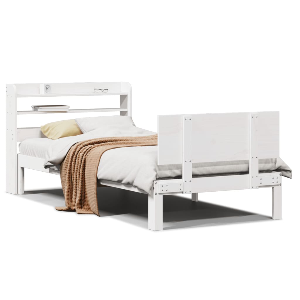 Bed Frame with Headboard without Mattress White 90x190 cm Single