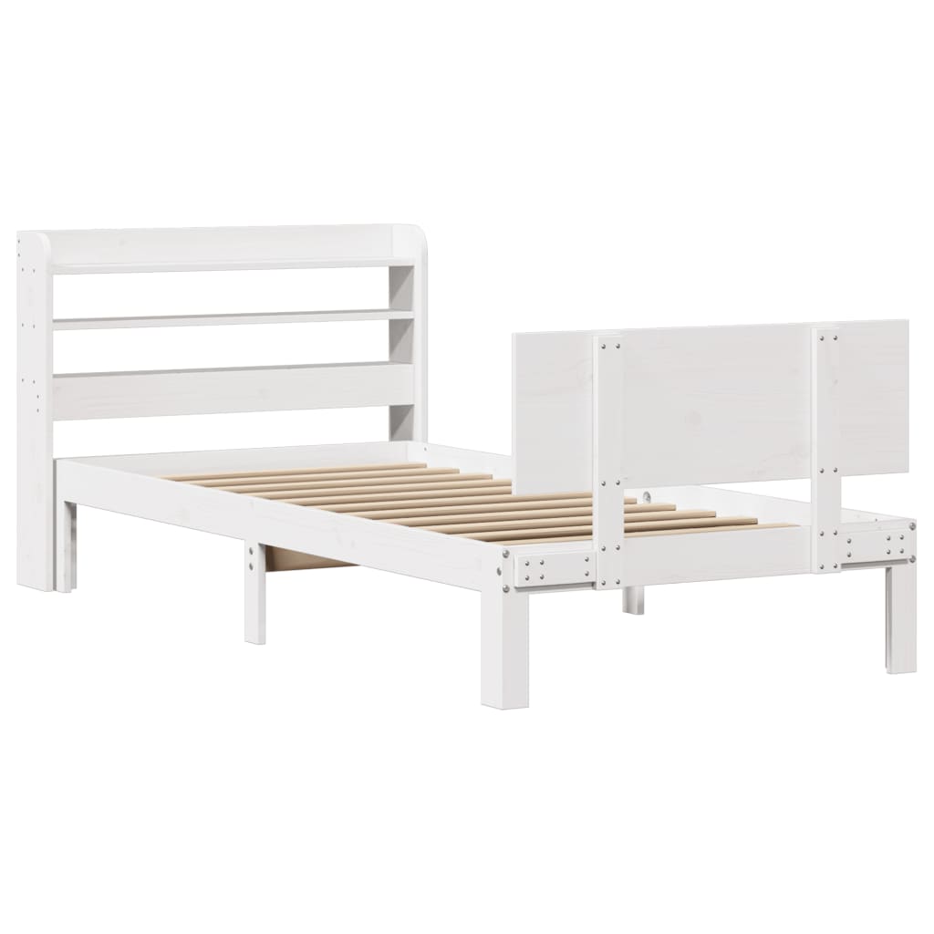 Bed Frame with Headboard without Mattress White 90x190 cm Single