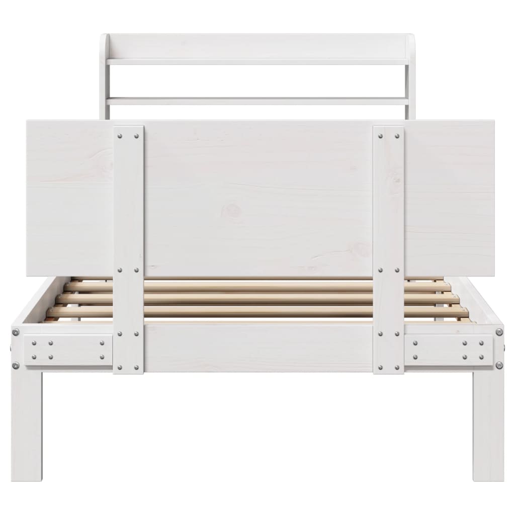 Bed Frame with Headboard without Mattress White 90x190 cm Single