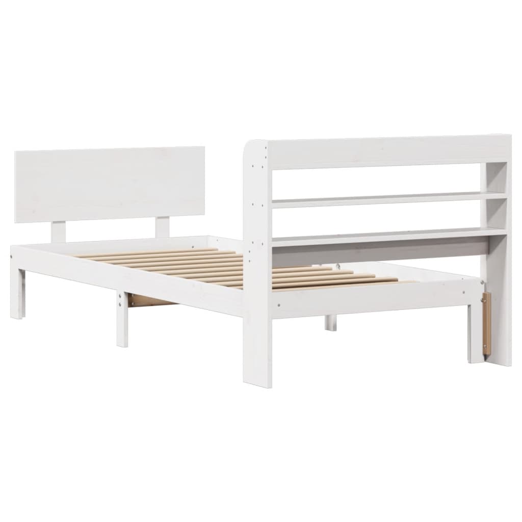 Bed Frame with Headboard without Mattress White 90x190 cm Single