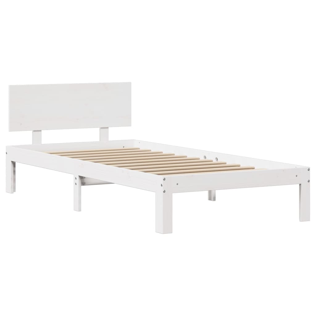 Bed Frame with Headboard without Mattress White 90x190 cm Single